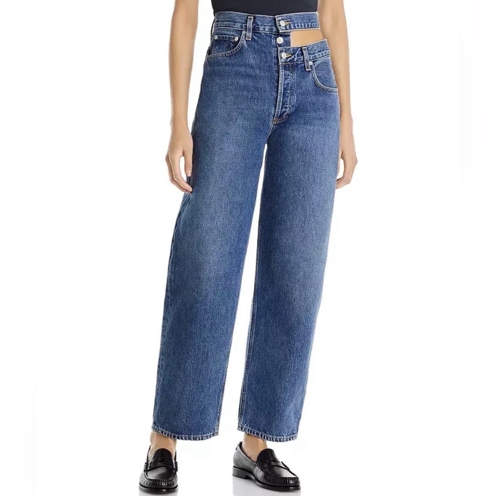 AGOLDE Womens Blue Cut Out
Waistband High Rise Wide Leg Denim
Jeans Size 27
